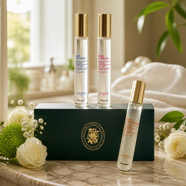 Coffret découverte de mini brumes parfumées Yodi Lait de Coco, Rose & Fruits et Fleur d'Oranger