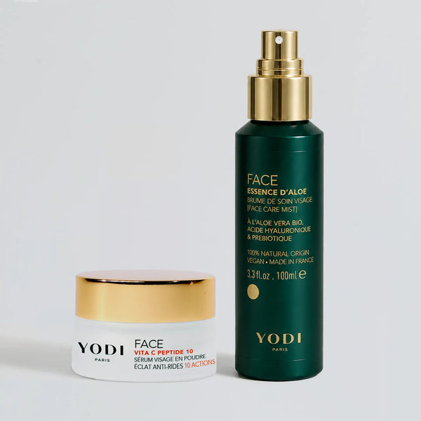Routine Visage Vitamine C Activée Yodi : sérum Vita C Peptide 10 et Brume de soin Essence d'Aloe