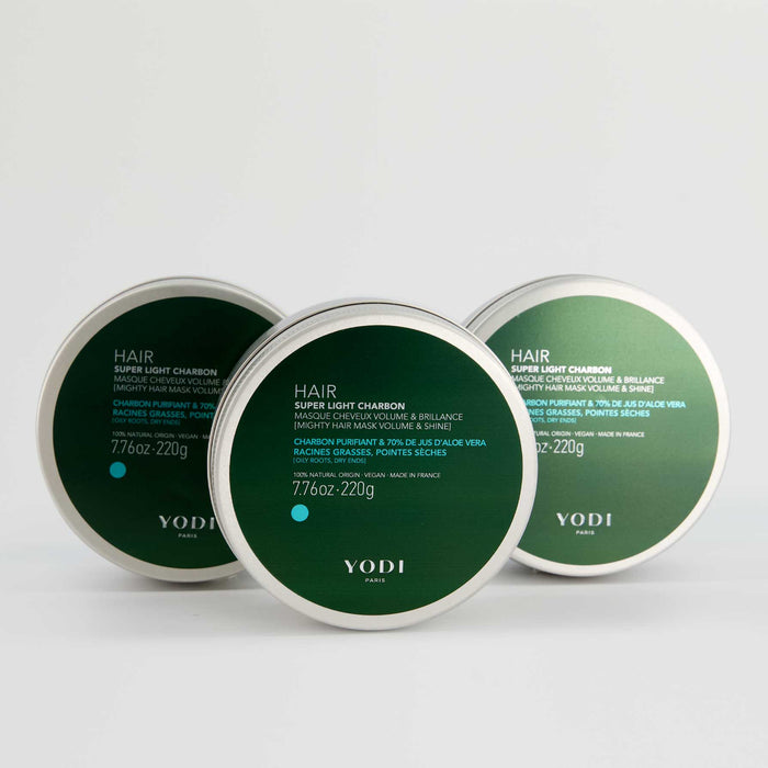 Trio de Masques Super Light Charbon Yodi pour racines grasses et pointes sèches