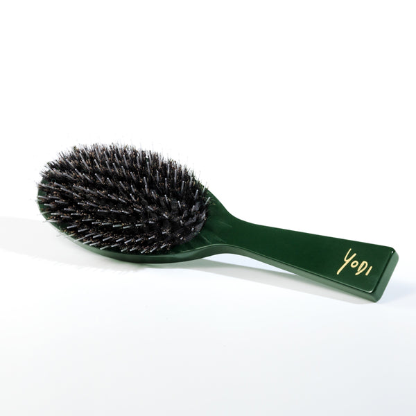 Brosse à cheveux Yodi en bois vert et poils de sanglier