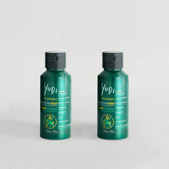 Duo de nettoyants visage en poudre Nutrition & Douceur Yodi au trio d'huiles