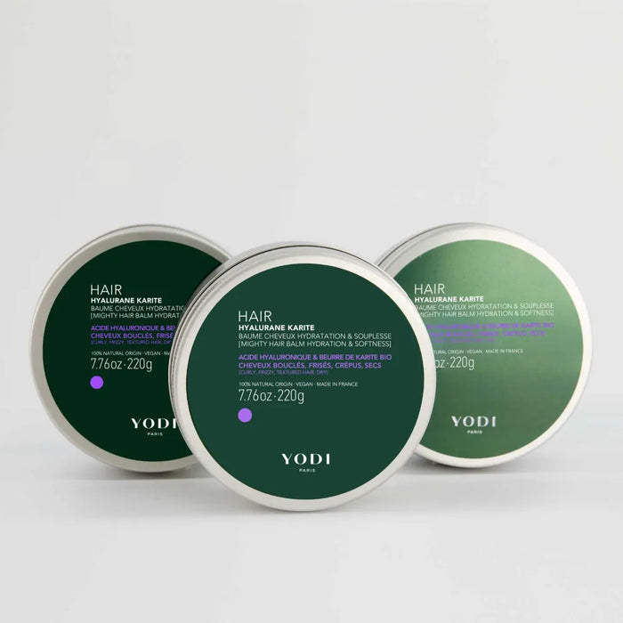 Trio de Baumes Hyalurane Karité Yodi pour cheveux bouclés, frisés ou crépus