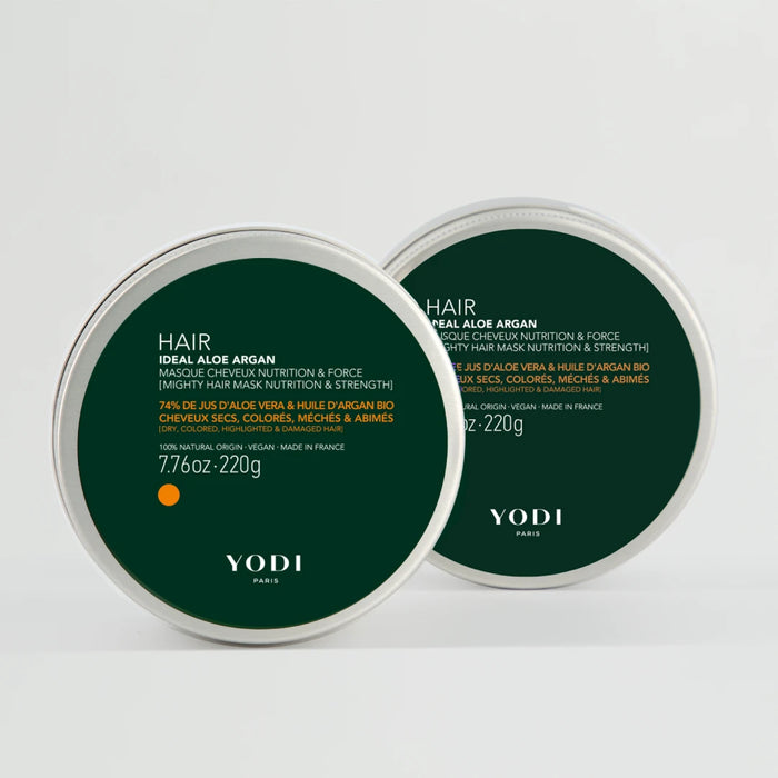 Duo de Masques Idéal Aloe Argan Yodi pour cheveux secs, colorés ou méchés